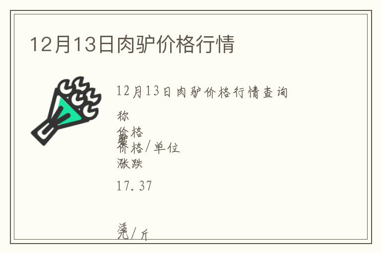 12月13日肉驢價格行情