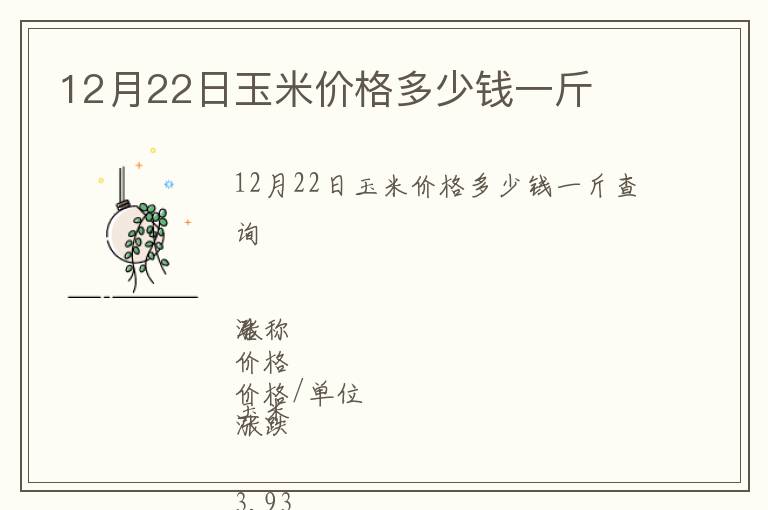 12月22日玉米價格多少錢一斤