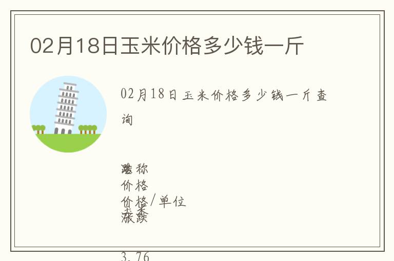 02月18日玉米價格多少錢一斤