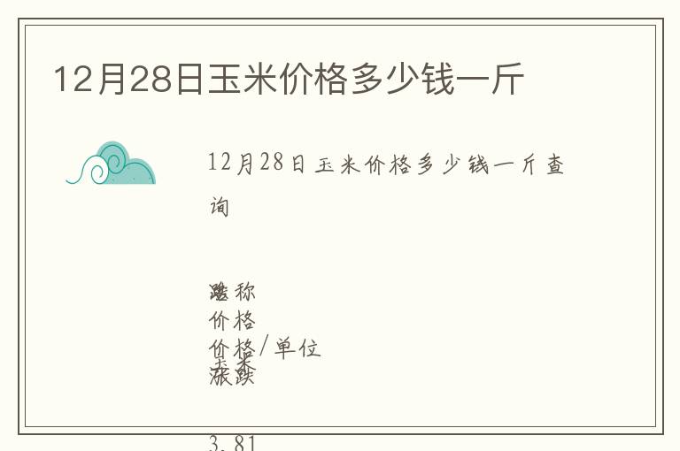 12月28日玉米價(jià)格多少錢一斤