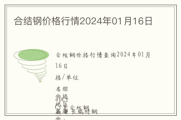 合結(jié)鋼價格行情2024年01月16日