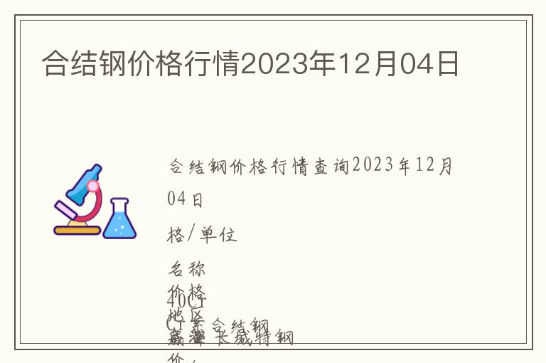 合結(jié)鋼價格行情2023年12月04日