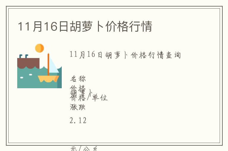 11月16日胡蘿卜價格行情