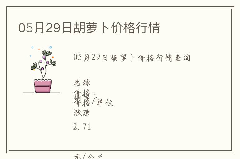 05月29日胡蘿卜價格行情