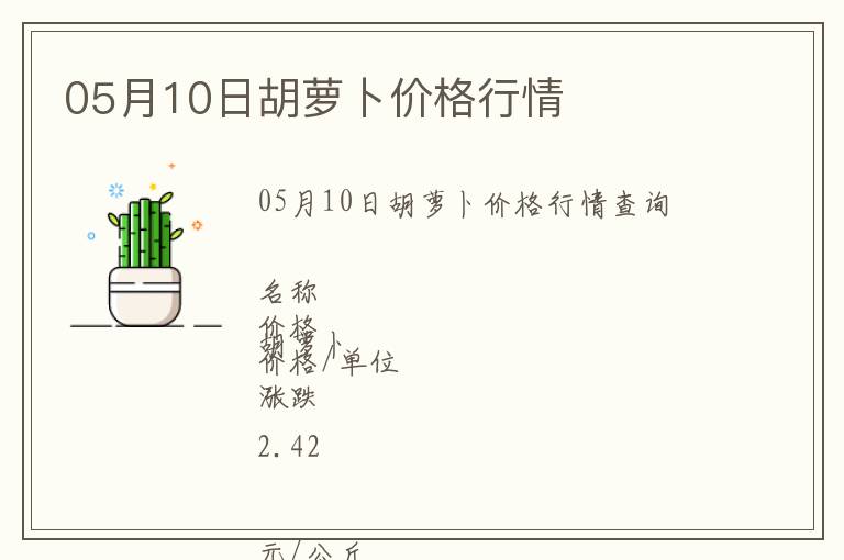 05月10日胡蘿卜價格行情