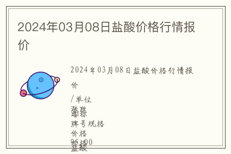 2024年03月08日鹽酸價(jià)格行情報(bào)價(jià)