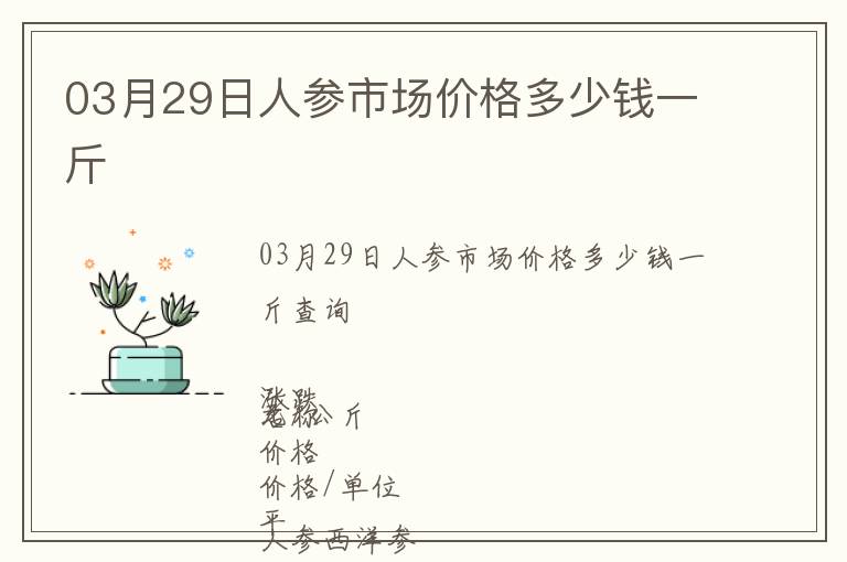 03月29日人參市場(chǎng)價(jià)格多少錢一斤