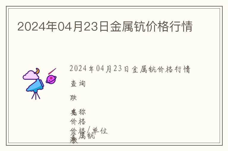 2024年04月23日金屬鈧價格行情