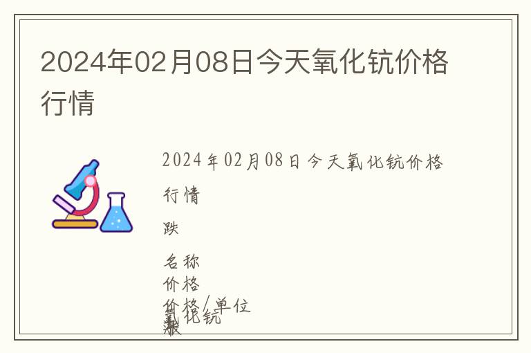 2024年02月08日今天氧化鈧價格行情