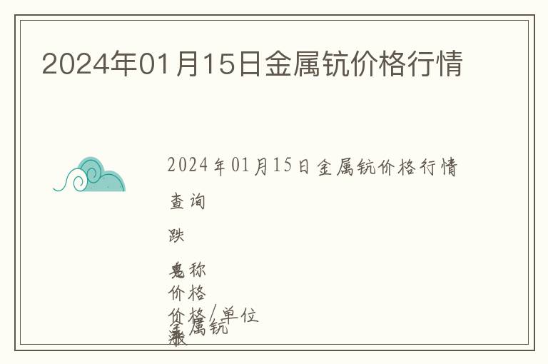 2024年01月15日金屬鈧價(jià)格行情