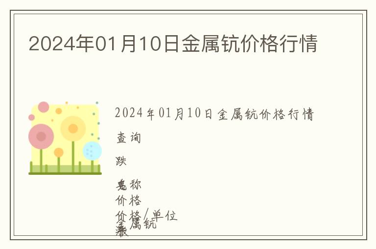 2024年01月10日金屬鈧價格行情