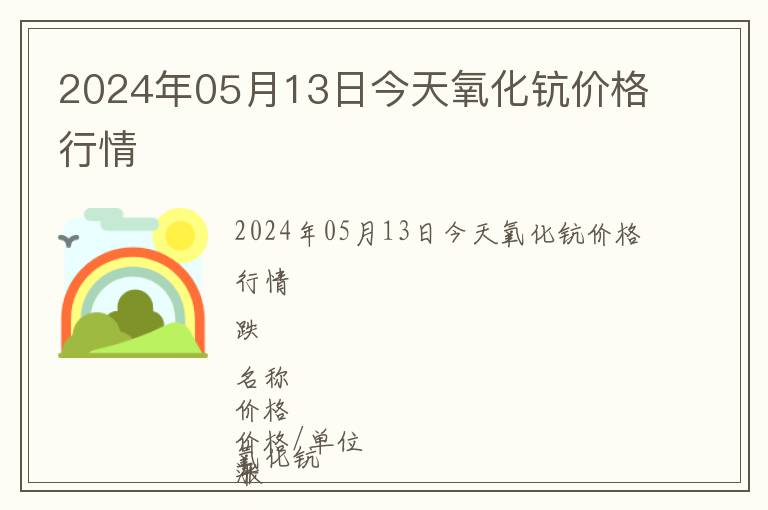 2024年05月13日今天氧化鈧價格行情