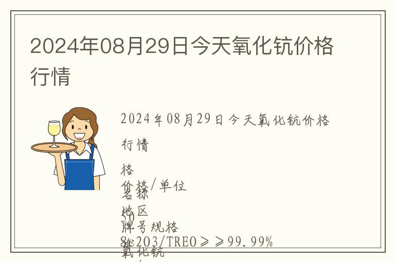 2024年08月29日今天氧化鈧價(jià)格行情