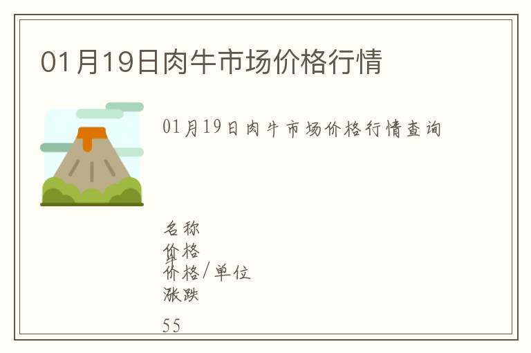 01月19日肉牛市場價格行情