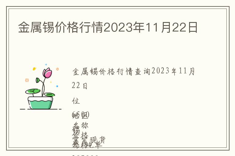 金屬錫價(jià)格行情2023年11月22日