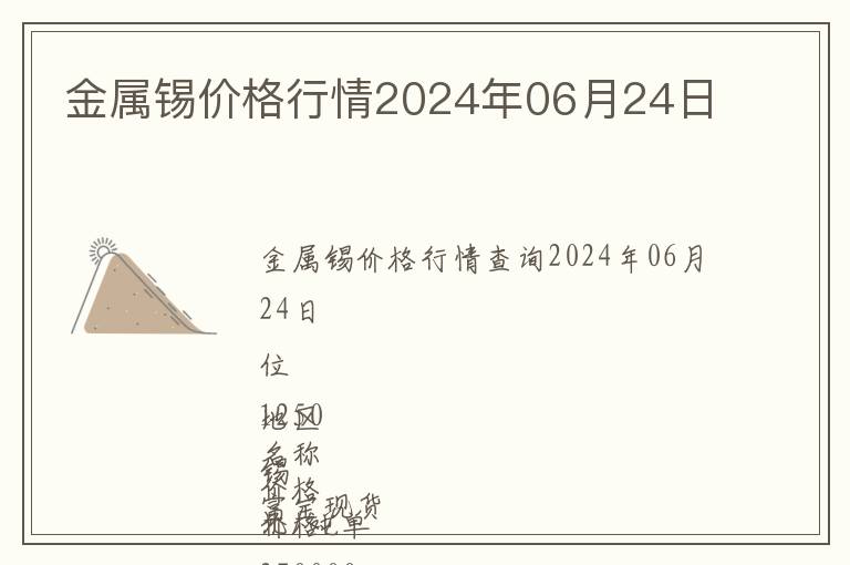 金屬錫價(jià)格行情2024年06月24日