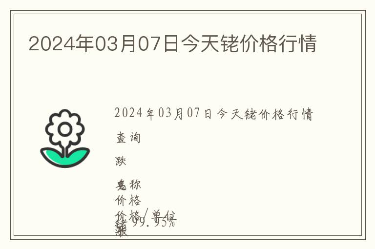 2024年03月07日今天銠價格行情