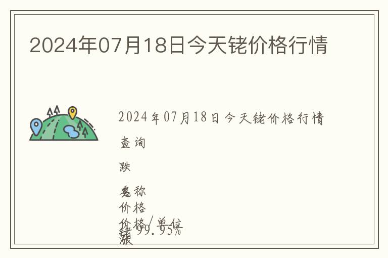 2024年07月18日今天銠價格行情