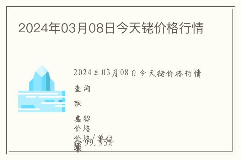 2024年03月08日今天銠價格行情