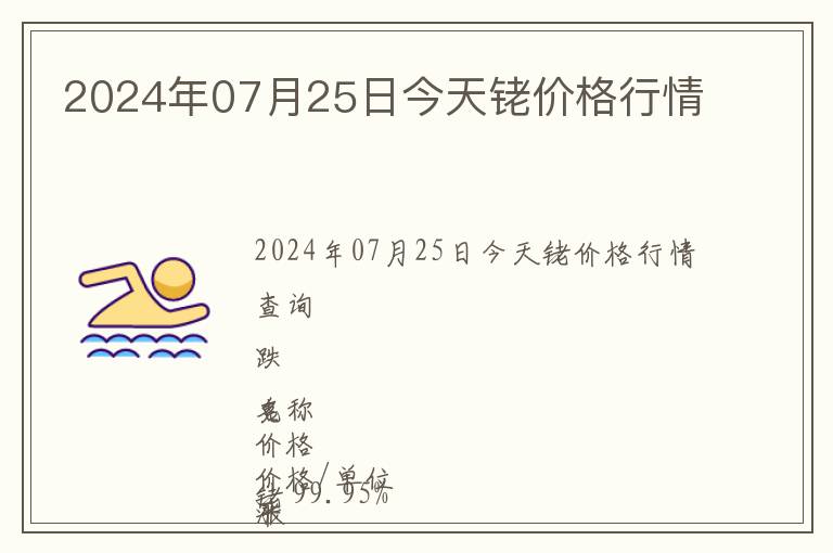 2024年07月25日今天銠價格行情