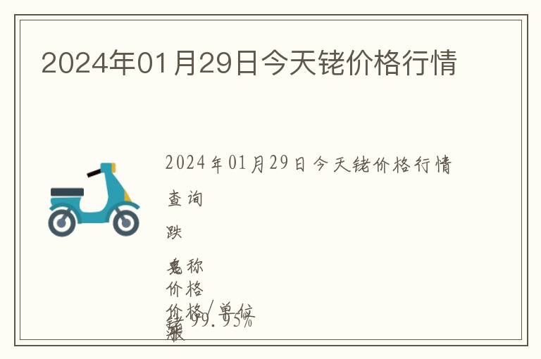 2024年01月29日今天銠價格行情