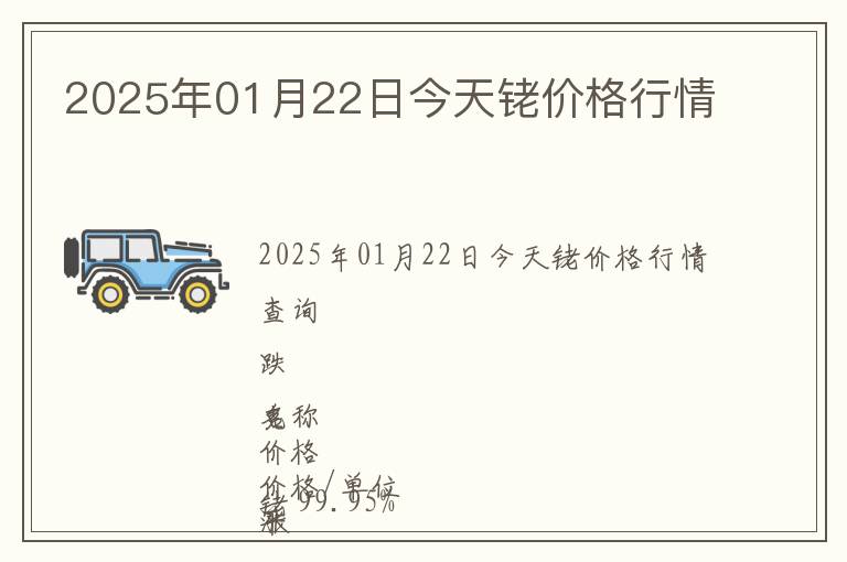 2025年01月22日今天銠價格行情