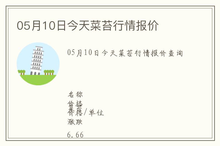 05月10日今天菜苔行情報(bào)價(jià)
