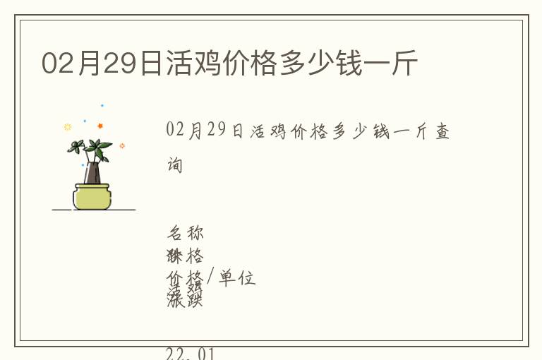 02月29日活雞價格多少錢一斤