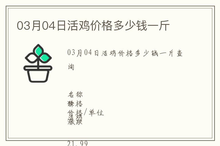 03月04日活雞價格多少錢一斤