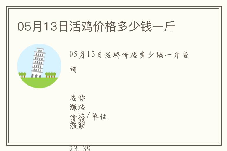 05月13日活雞價格多少錢一斤