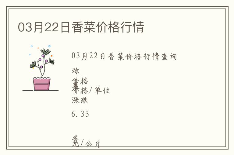 03月22日香菜價格行情