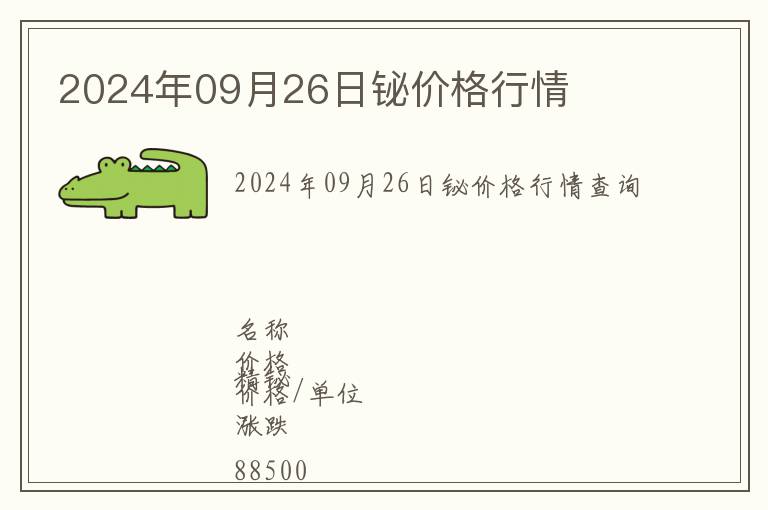 2024年09月26日鉍價格行情