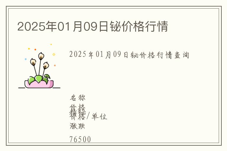 2025年01月09日鉍價格行情