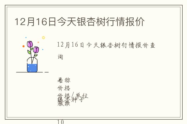 12月16日今天銀杏樹行情報價
