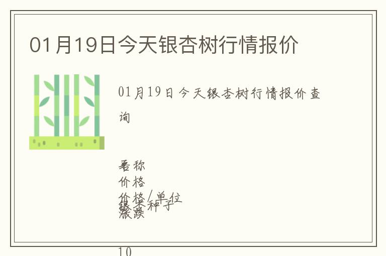 01月19日今天銀杏樹行情報(bào)價(jià)