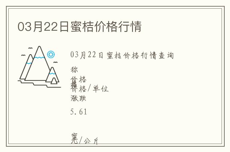 03月22日蜜桔價格行情
