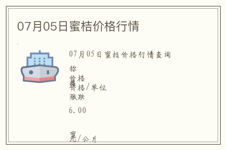 07月05日蜜桔價格行情