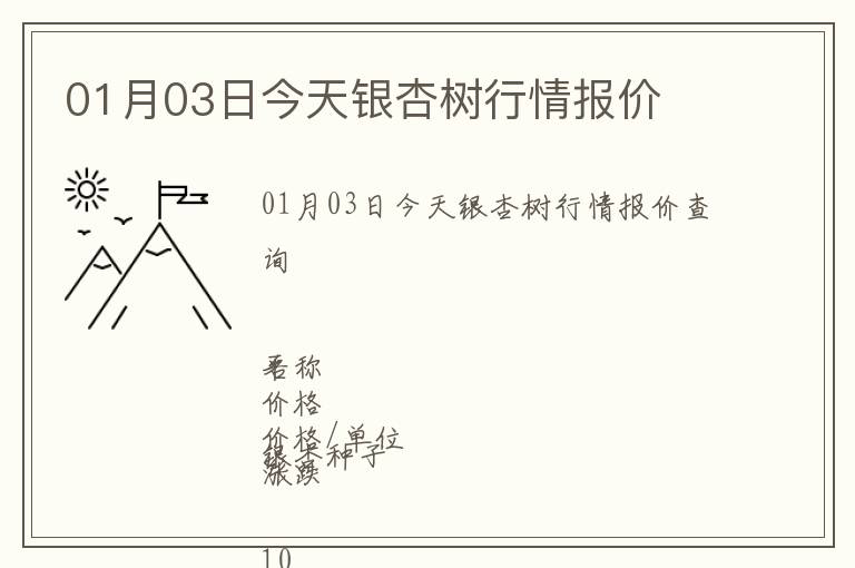 01月03日今天銀杏樹行情報(bào)價(jià)