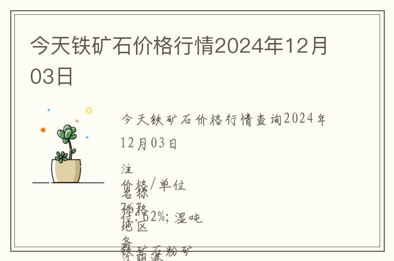 今天鐵礦石價格行情2024年12月03日