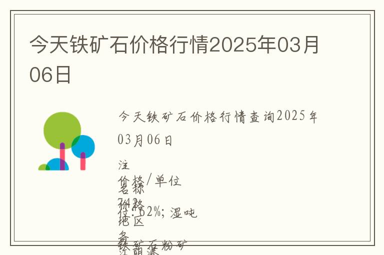 今天鐵礦石價(jià)格行情2025年03月06日