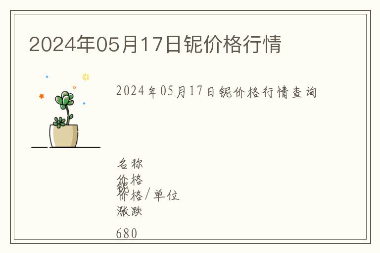 2024年05月17日鈮價(jià)格行情