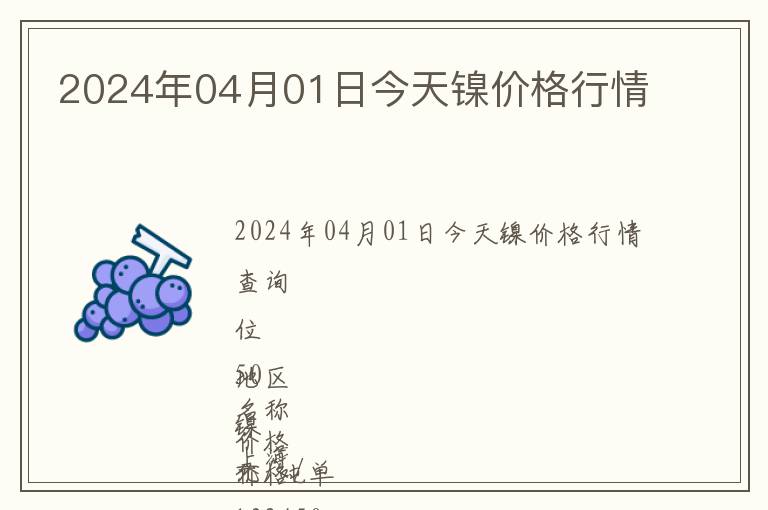 2024年04月01日今天鎳價(jià)格行情