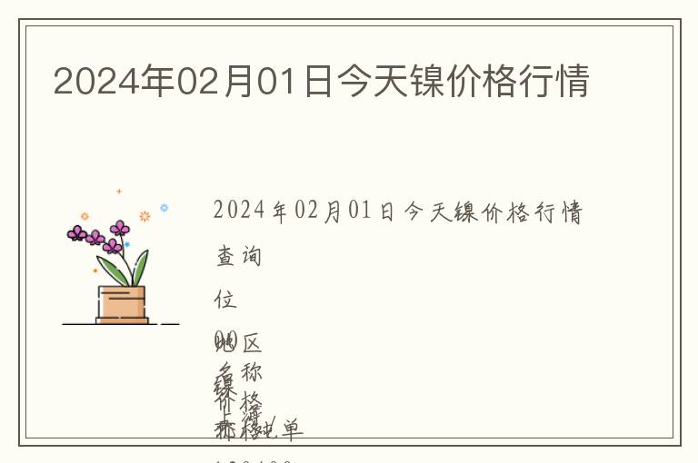 2024年02月01日今天鎳價格行情
