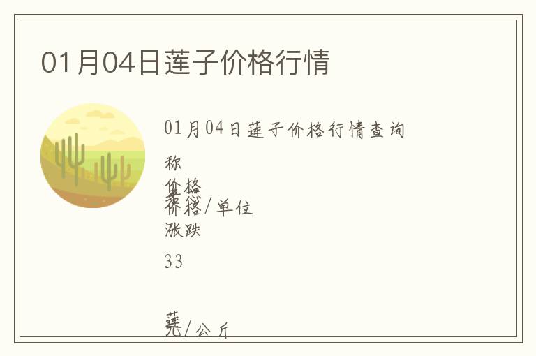 01月04日蓮子價格行情