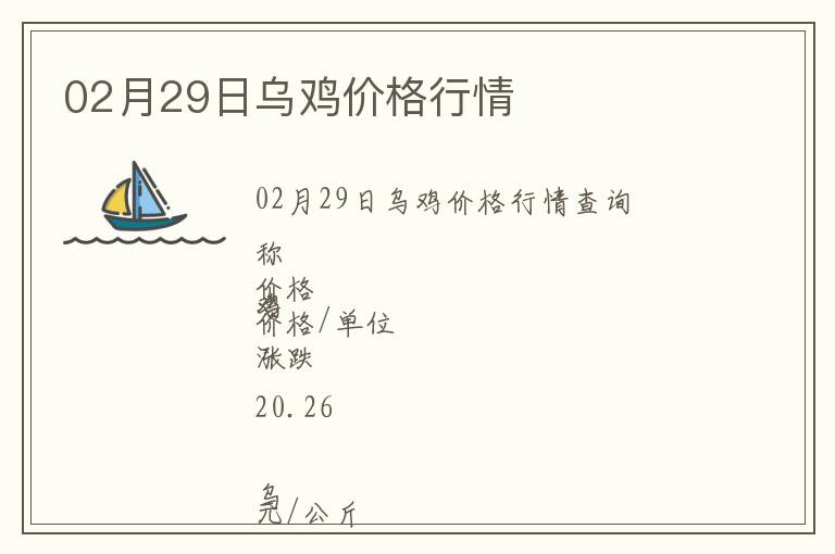 02月29日烏雞價格行情