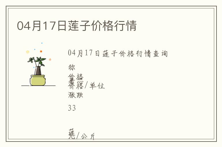 04月17日蓮子價(jià)格行情