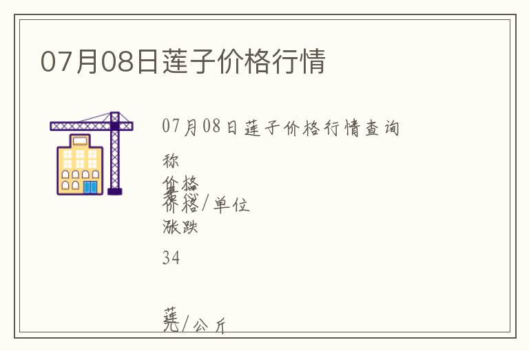 07月08日蓮子價格行情