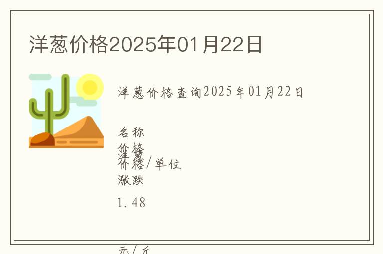 洋蔥價(jià)格2025年01月22日