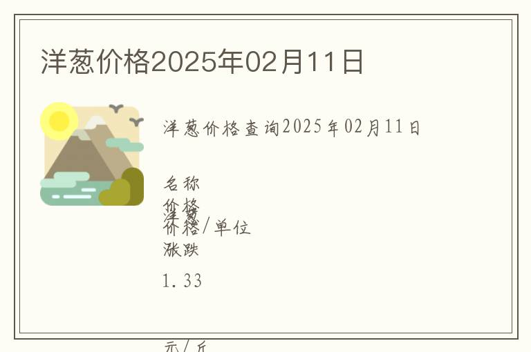 洋蔥價(jià)格2025年02月11日