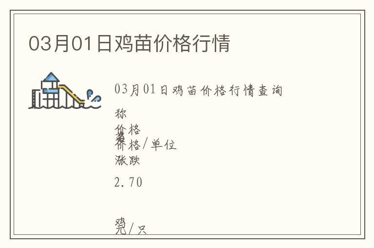 03月01日雞苗價格行情